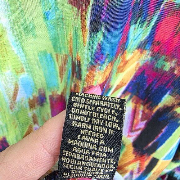 Milano Tunic Top Womens Size M Multicolor Abstract Print Scoop Neck Artsy Retro - Picture 10 of 13